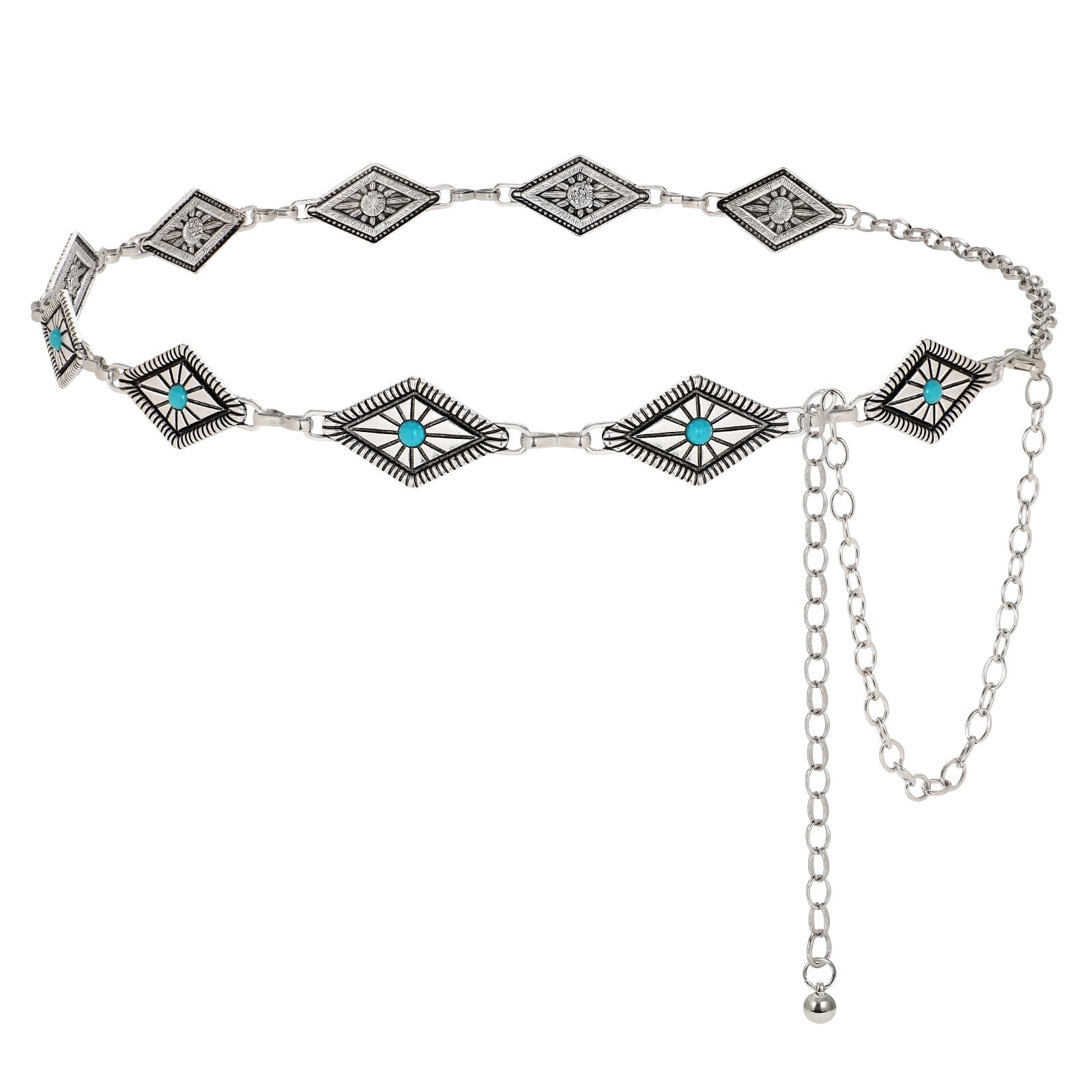 SUOSDEY Women Silver Concho Chain Waist Belt Western Cowgirl