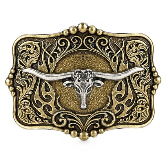 SUOSDEY Western Belt Buckle for Men Women Rodeo Texas Longhorn Bull Cowboy Cowgirl Belt Buckle