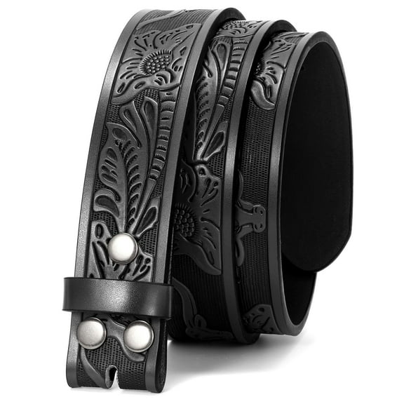 SUOSDEY Western Belt Strap for Men Women,Cowboy Cowgirl Engraved Embossed Leather Belt for Jeans(without Buckle)