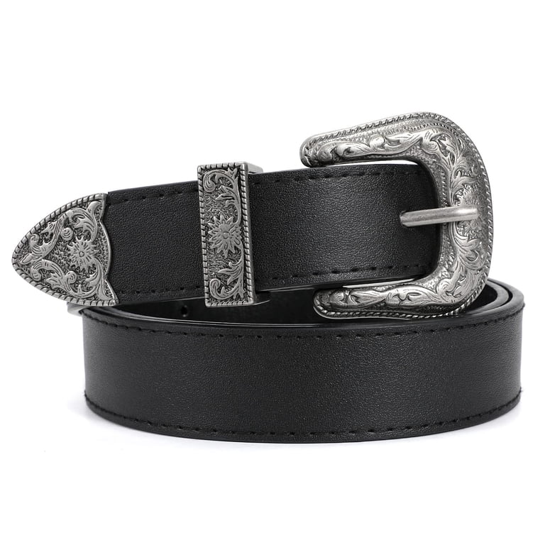 SUOSDEY Western Belts for Women Men Black Cowgirl Cowboy  display picture 3