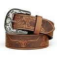 thumbnail image 1 of SUOSDEY Western Belts for Women Men Brown Cowgirl Cowboy Leather Belts for Jeans Xmas Gift, 1 of 5