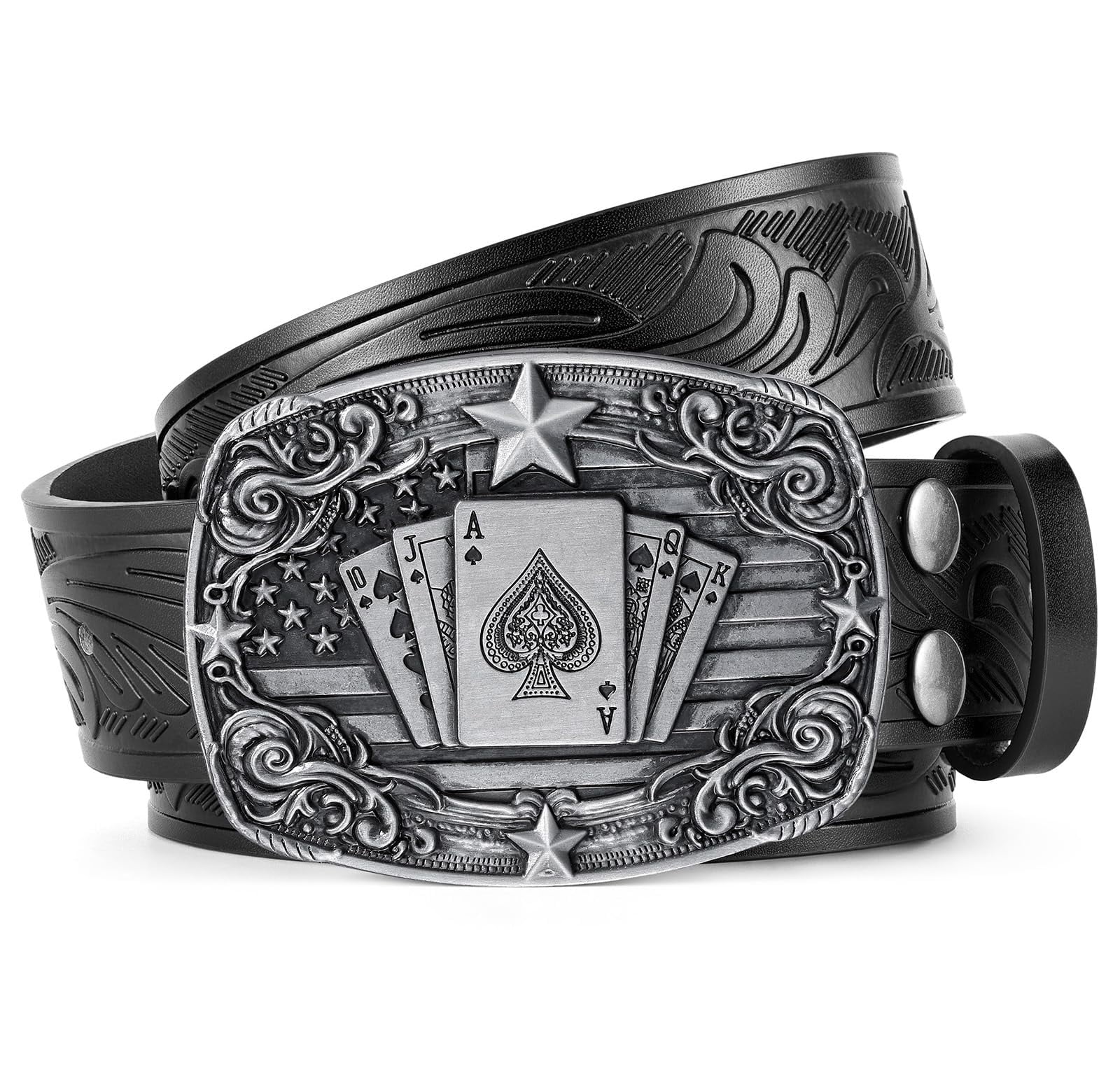 Women’s black western country cowboy cowgirl belt Tony Lama Dakota Black Embossed Western Belt | Pinto Ranch main image 4