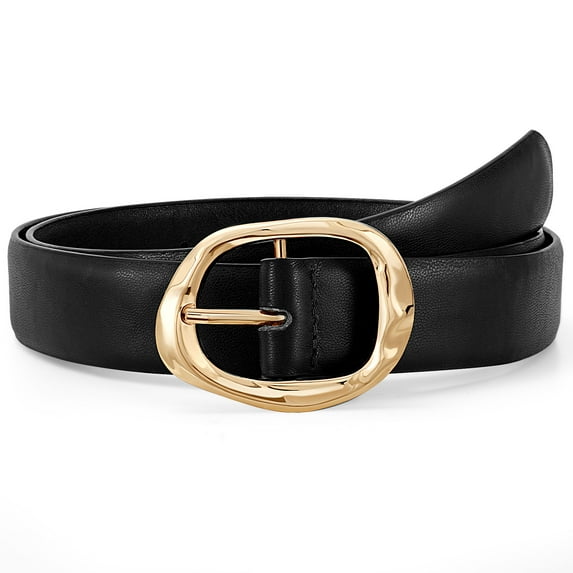 SUOSDEY Women Leather Belt Casual Ladies Belt for Jeans Pants Dress with Gift Box/Black
