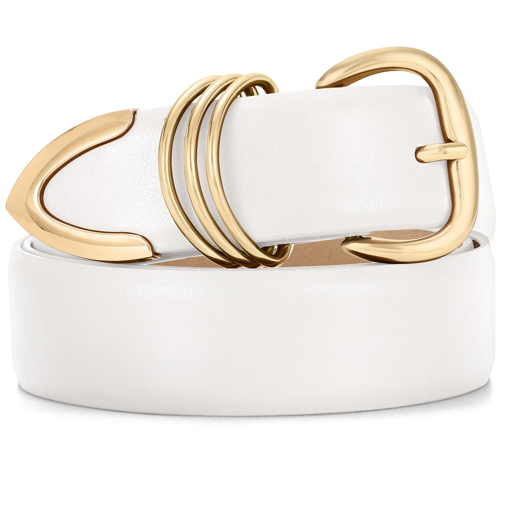 SUOSDEY Women Leather Belts White Belt for Jeans Dresses  display picture 1