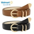 thumbnail image 1 of SUOSDEY Women Leather Belts for Jeans Gold Buckle Ladies Leather Belt 2 Pack, 1 of 7