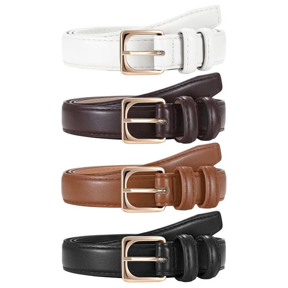 SUOSDEY Women Leather Belts for Jeans Pants Dress Fashion Ladies Casual Skinny Belt 4 Pack