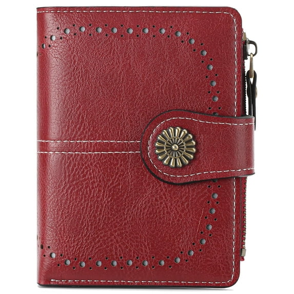 SUOSDEY Women Leather Wallet Small Compact Ladies Purse RFID Blocking Credit Card Case