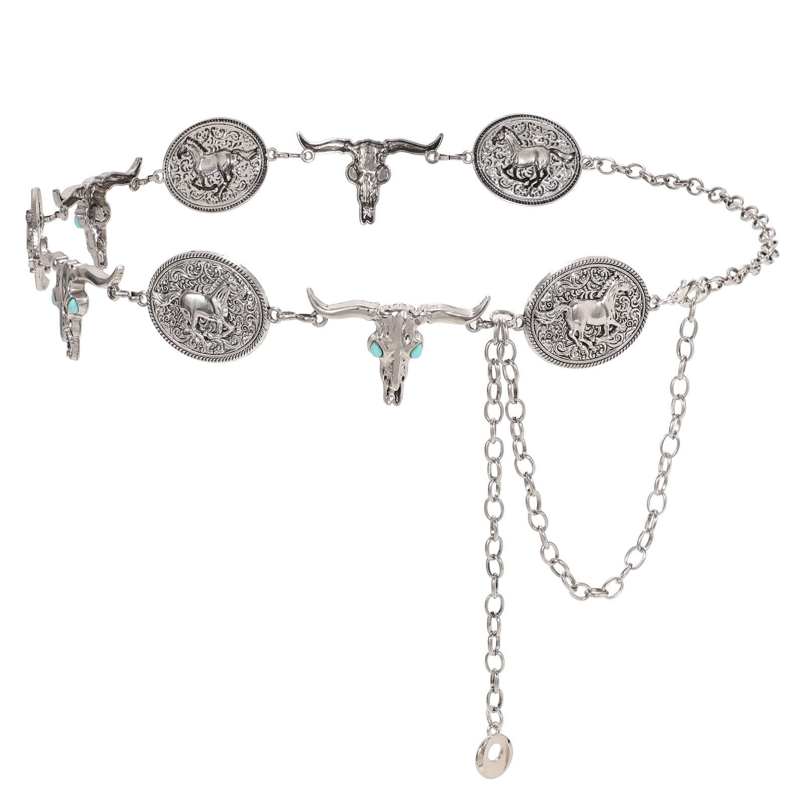 Western Jewelry Set Camila Cowgirl Accessories: Concho Belt, Necklace, Bracelet Western-Concho-Belt-Women Cowgirl-Metal-Belts Boho Silver  main image 2