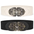 thumbnail image 1 of SUOSDEY Women Stretch Wide Belts Vintage Elastic Waist Belt for Dresses with Retro Interlocking Buckle, 1 of 8