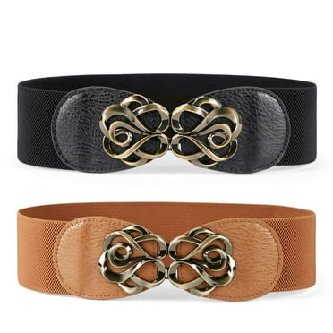 SUOSDEY Women Stretchy Belts Ladies Elastic Wide Waist Belts for Dresses 2 Pack