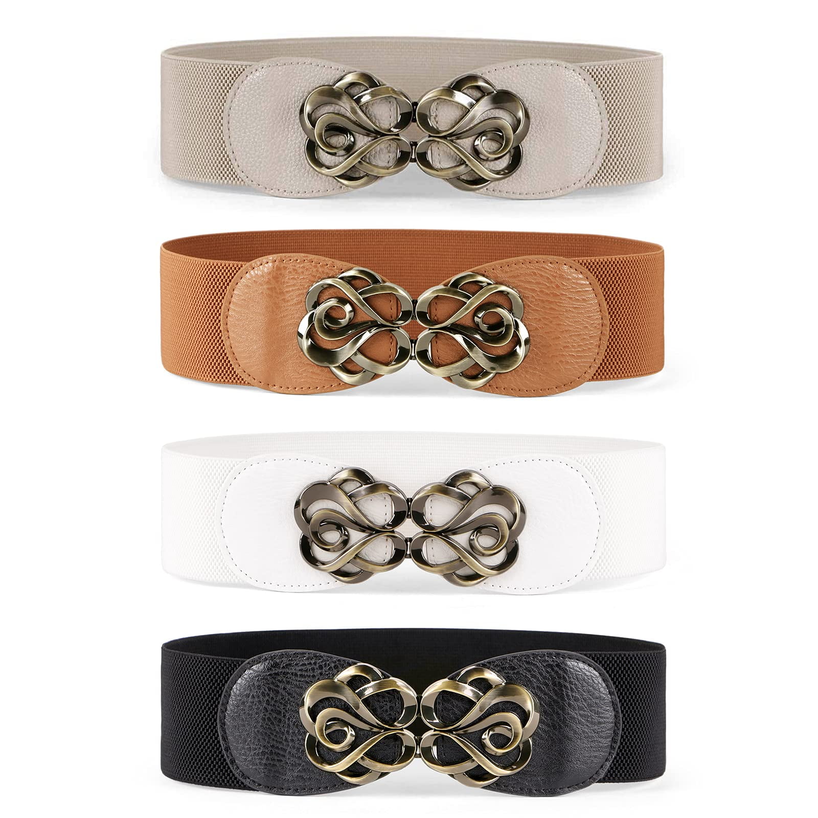 2961 3 Pieces Women Elastic Wide Belt For Ladies Dresses，fashion Stretchy SUOSDEY Women Stretchy Belts Ladies Elastic Wide Waist Belts  main image 3