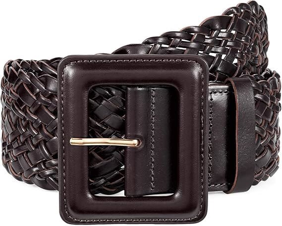 SUOSDEY Women Wide Belts for Dresses,Ladies Woven Leather 