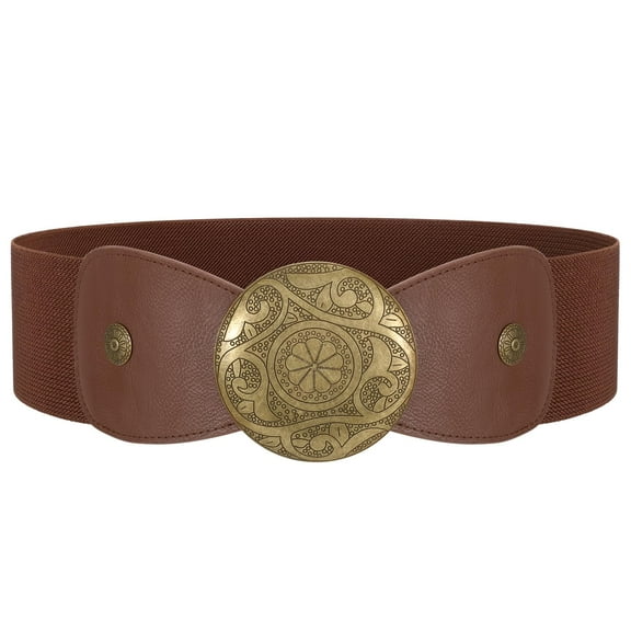 SUOSDEY Women Wide Elastic Belt Western Buckle Strecth Waist Belt for Dress