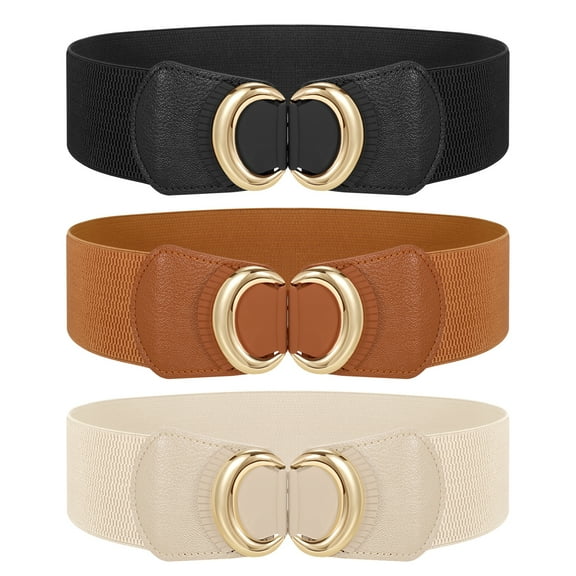 SUOSDEY Women Wide Waist Belt Fashion Elastic Belt for Dresses Stretchy Belt 3 Pack