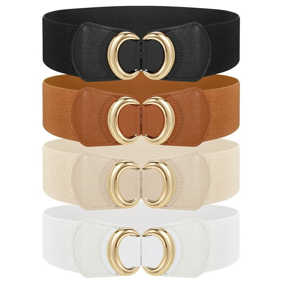 SUOSDEY Women Wide Waist Belt Fashion Elastic Belt for Dresses Stretchy Belt 4 Pack