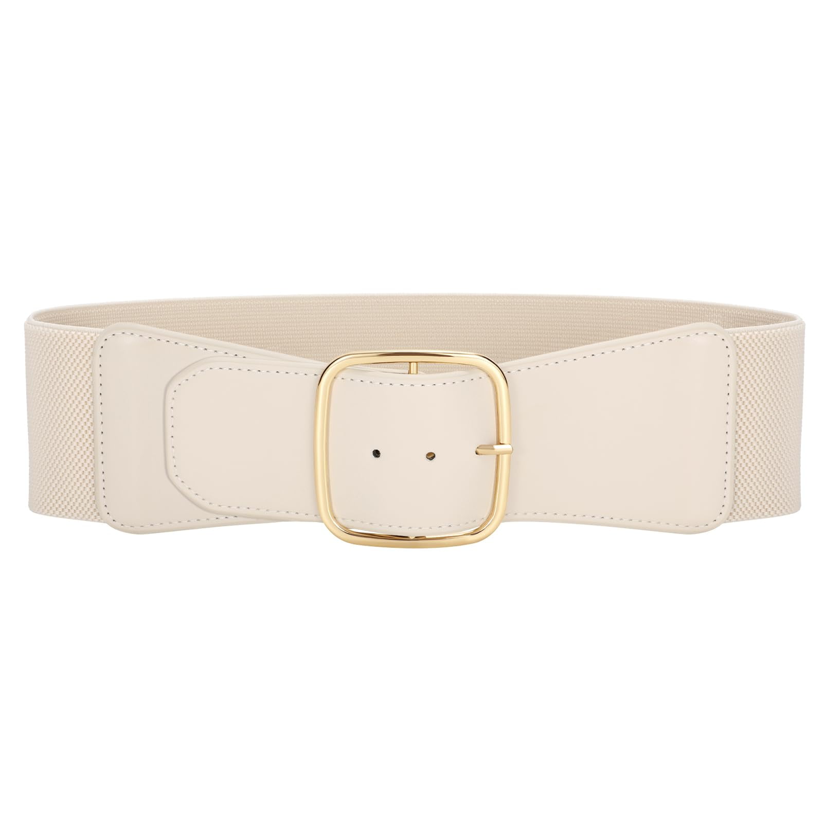 SUOSDEY Women's Elastic Belt Beige Stretch Wide Belt for Dresses with