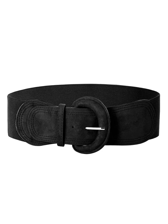 Women's Elastic Wide Belt Suede Stretchy Wasit Belt for Dresses