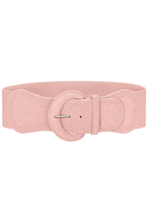 Women's Elastic Wide Belt Suede Stretchy Wasit Belt for Dresses,Pink