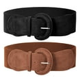 thumbnail image 1 of SUOSDEY Women's Elastic Wide Belt Suede Stretchy Wasit Belt for dresses 2 Pack, 1 of 7