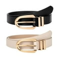 thumbnail image 1 of SUOSDEY Women's Leather Belts Ladies Casual Waist Belts for Jeans 2 Pack,Black+Beige Belt, 1 of 6