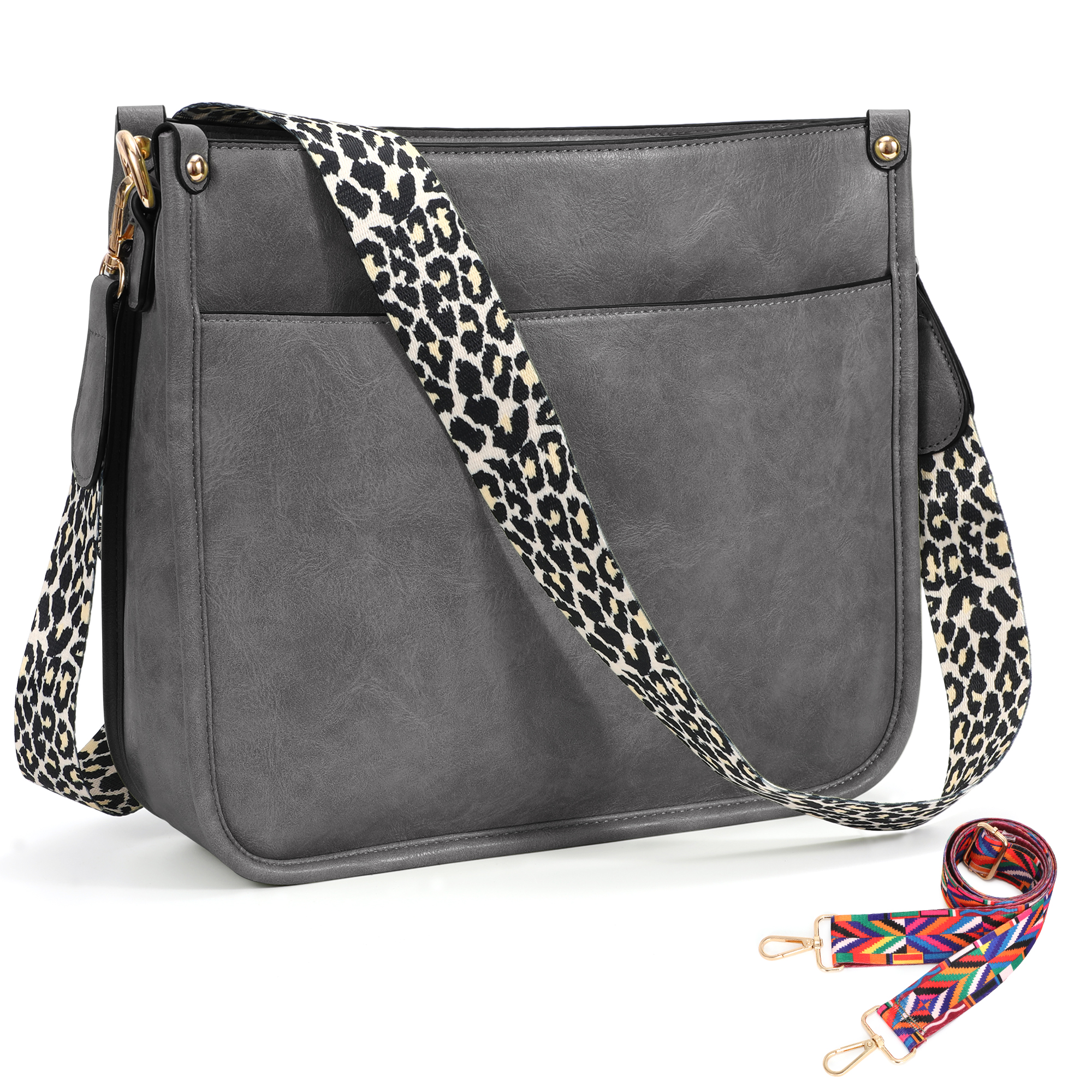 SUOSDEY Women's Leopard Guitar Strap Crossbody Purse Shoulder Bucket