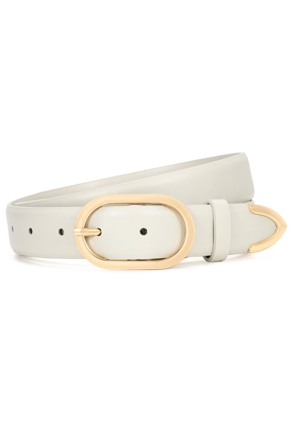 Womens Belts Beige Elegant Ladies Leather Belt for Jeans Dress Gift