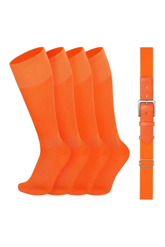 Youth Baseball Socks and Belt Combo for Adult,Elastic Softball Belt and Socks for 7-16 Years Old and Adult Supplies