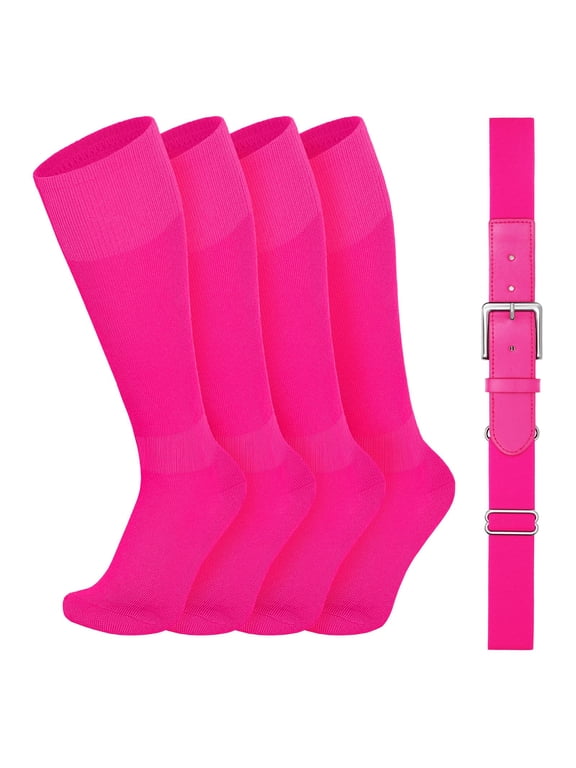 Youth Baseball Socks and Belt Combo for Adult,Elastic Softball Belt and Socks for 7-16 Years Old and Adult Supplies
