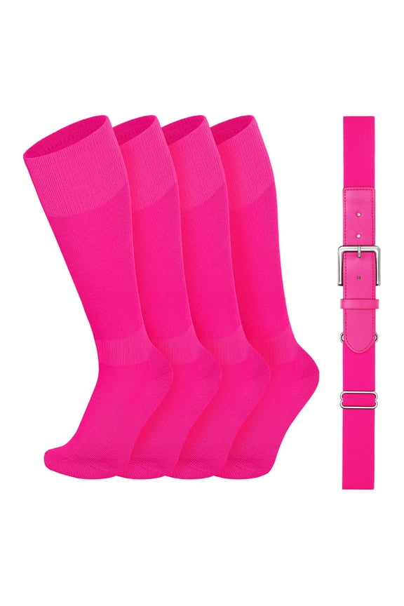Youth Baseball Socks and Belt Combo for Adult,Elastic Softball Belt and Socks for 7-16 Years Old and Adult Supplies