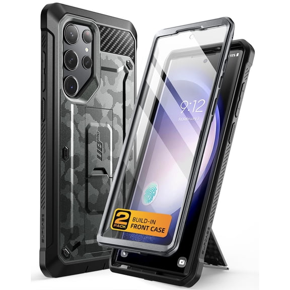 SUPCASE Unicorn Beetle Pro for Galaxy S23 Ultra Case with Built-in Screen Protector, 2x Front Frame, Invisible Kickstand, Belt Clip Holster, Military-Grade Protection, Anti-Slip, Shockproof, CamoGray