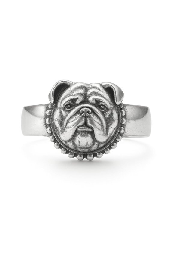British Bulldog Ring - Adjustable Silver-Tone