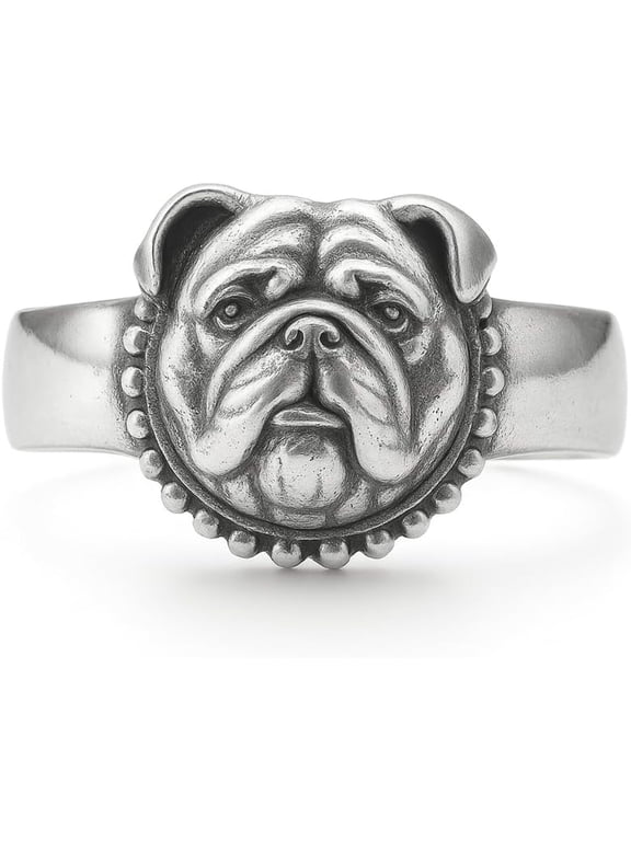 British Bulldog Ring - Adjustable Silver-Tone