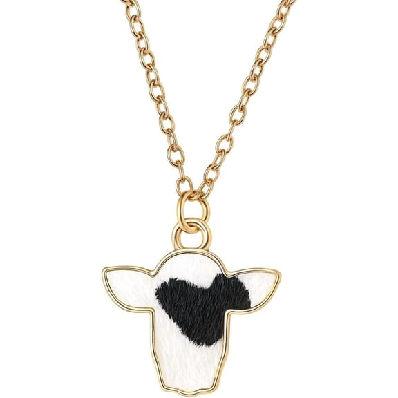 SUPAC Cow Print Pendant Necklace - Gold Chain, 3 Colors