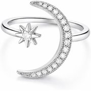 SUPAC Moon Sun Cuff Ring - Shimmering Rhinestone Design
