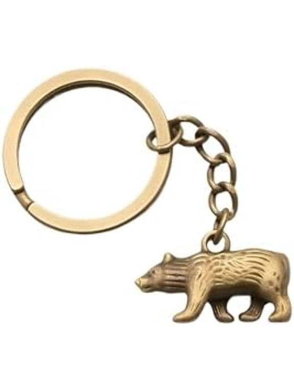 New Fashionable Alloy Gold Animal Bear Pendant Key Chain Temperament Bag Car Key Chain Accessory Pendant