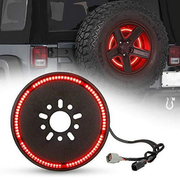 SUPAREE (Plug and Play) Spare Tire Brake Light Wheel Light 3rd Third Brake Light for Wrangler 2007-2017 JK JKU YJ TJ,Red Light