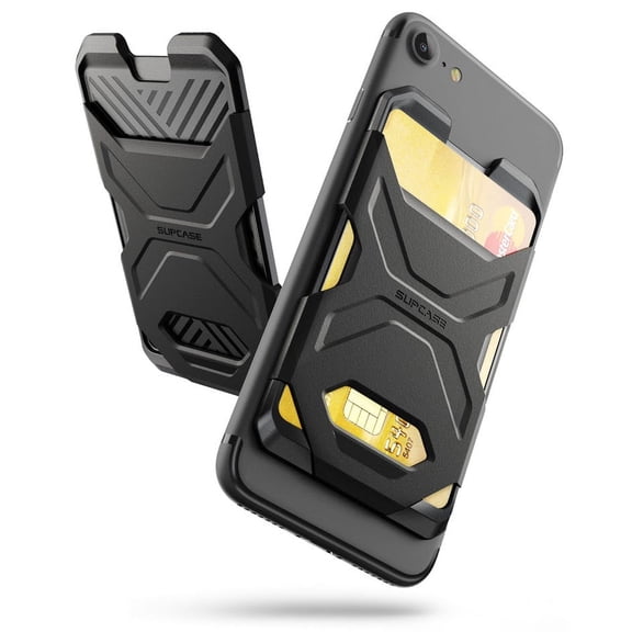 SUPCASE Adhesive Slim Wallet,(2-Pack) Ultra Thin Stick-On Silicone Credit Card Holder Sticker Adhesive Cell Phone Wallet Compatible for Most Smartphones(not fit Mobile Phones with Curved Back) (Black)
