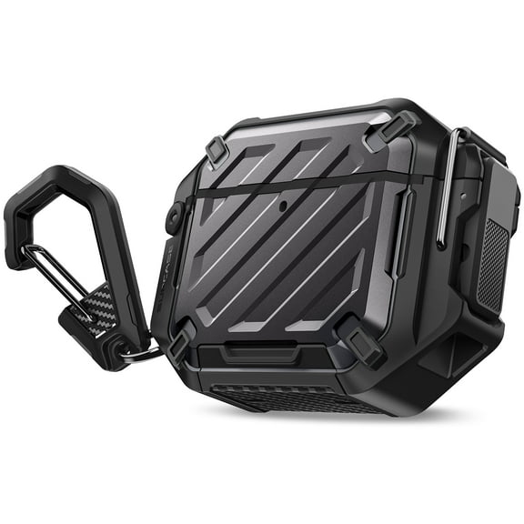 SUPCASE for Apple AirPods 4 Case with Lock & Carabiner, [IP68 Waterproof] [Compatible with MagSafe] Full-Body Anti-Scratch Hard Shell Waterproof Cover for AirPods 4th Generation 2024, Black