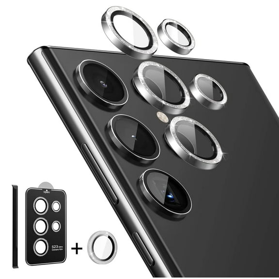 SUPCASE Camera Lens Protector Designed for Galaxy S23 Ultra, [Scratch-Resistant] [Ultra-Thin] Tempered Glass Camera Lens Screen Protector (SilverGlitter)