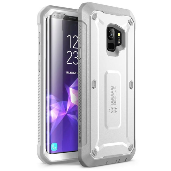 SUPCASE Galaxy S9 Case Full-body Rugged Holster Case WITH Screen Protector for 2018 Release, Unicorn Beetle PRO-White