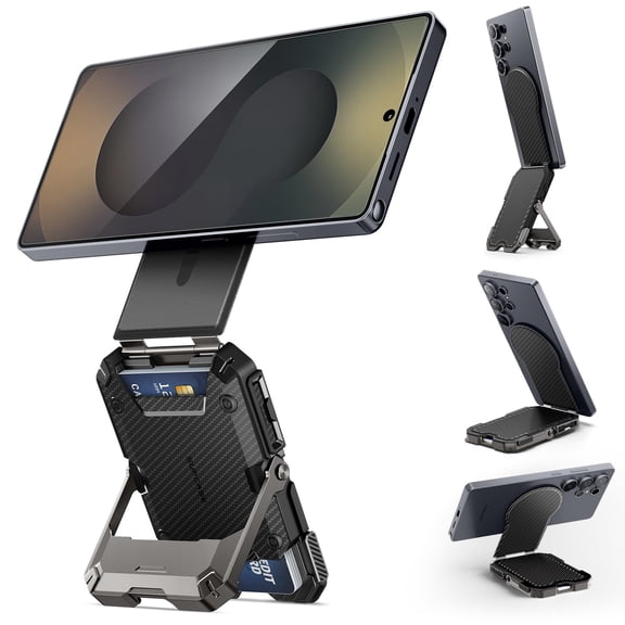 SUPCASE for MagSafe Wallet, Magnetic Wallet for Men, [5-Card Holder] [Adjustable Stand] [RFID Blocking] Phone Card Holder Tripod for Samsung Galaxy S25, Google Pixel 10 and iPhone 17/16/15/14, Carbon