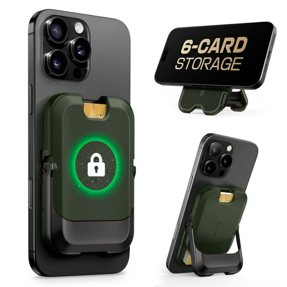 SUPCASE for MagSafe Wallet with Stand, Magnetic Wallet for Men Women, [Hold 6 Cards] [RFID Blocking] [Strong Magnetic Lock] Phone Stand Card Holder for Apple iPhone 16/15/14/13/12 Series, Green