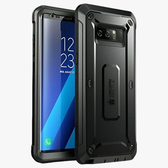 SUPCASE SAMSUNG Galaxy Note 8 Case, Full-Body Rugged Holster Case with Built-in Screen Protector Unicorn Beetle Shield Series - Retail Package (Black)