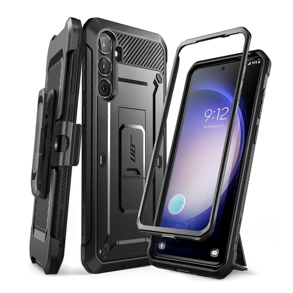 SUPCASE for Samsung Galaxy S24 FE 5G Case with Screen Protector [Built-in Kickstand & Belt-Clip] [Military-Grade Protection] Full-Body Cover Heavy Duty Rugged Phone Case for Galaxy S24 FE, Black