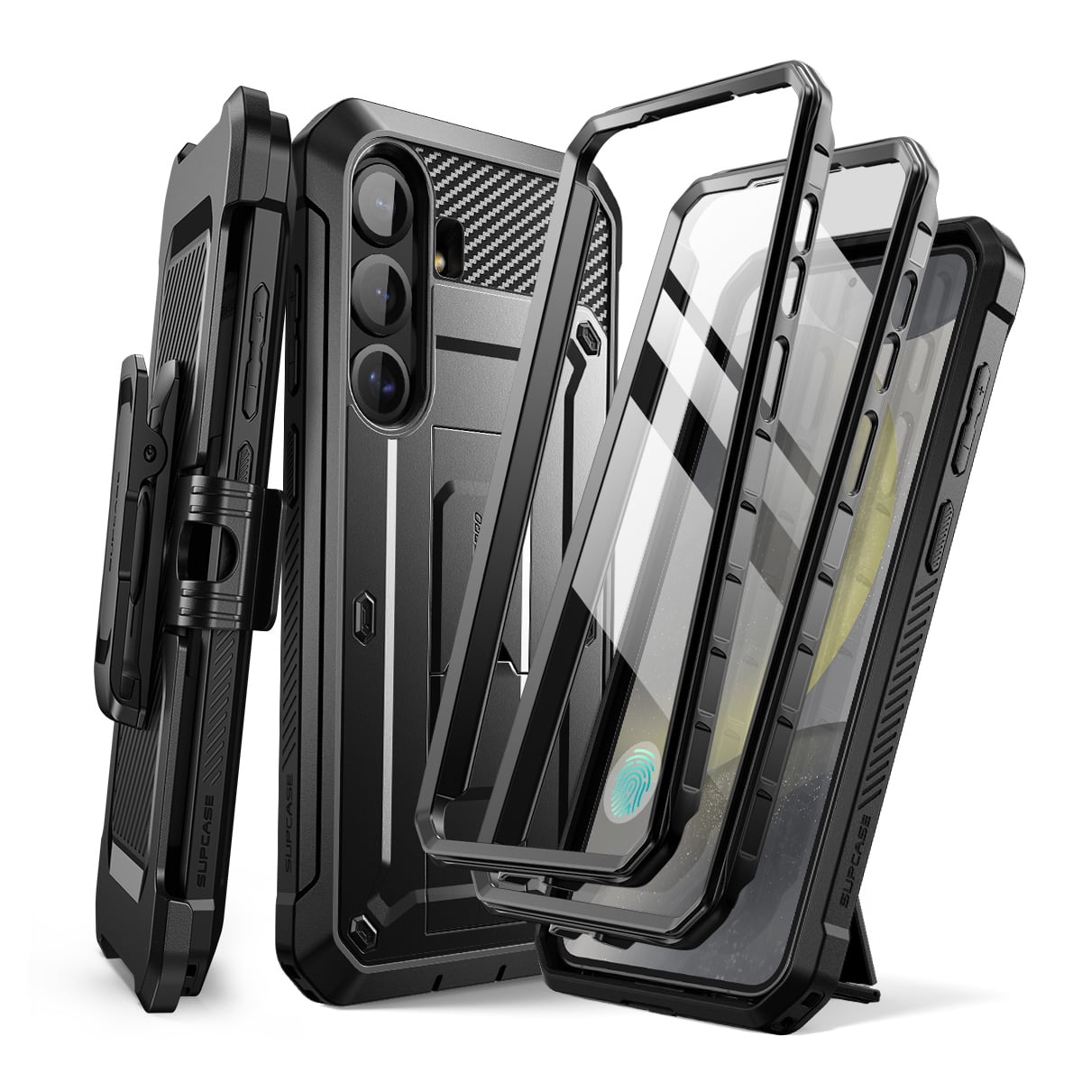 SUPCASE for Samsung Galaxy S25 Case with Stand, [Unicorn Beetle Pro] [2 Front Frames] [Built-in Screen Protector & Belt-Clip] Military-Grade Protection Phone Case Cover for Galaxy S25, Black