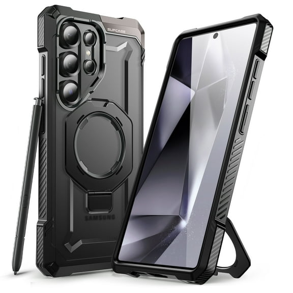 SUPCASE for Samsung Galaxy S25 Ultra Case [Built-in Kickstand Ring Holder] S Pen Friendly Compatible with MagSafe Heavy Duty Rugged Super Strong Magnetic Phone Case Cover for Galaxy S25 Ultra, Black