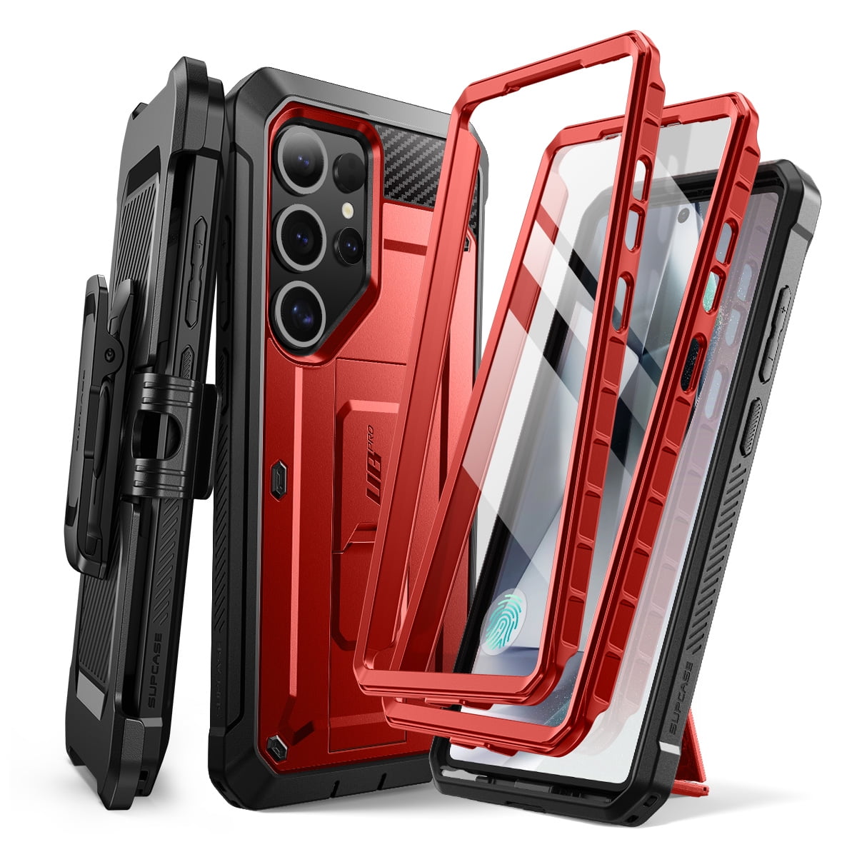 SUPCASE for Samsung Galaxy S25 Ultra Case with Stand, [Unicorn Beetle Pro] [2 Front Frames] [Built-in Screen Protector & Belt-Clip] Military-Grade Protection Phone Case for Galaxy S25 Ultra, Ruddy