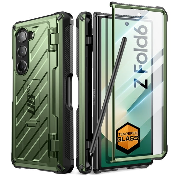 SUPCASE for Samsung Galaxy Z Fold 6 Case with S Pen Holder (UB Pro) [Built-in Screen Protector & Kickstand] [Military-Grade Protection] Heavy Duty Rugged Phone Case 360° Shockproof Cover, Guldan