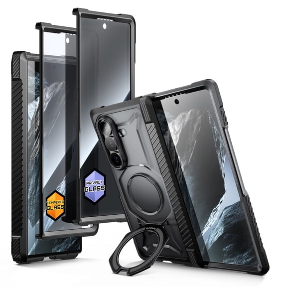 SUPCASE UB Grip for Samsung Galaxy Z Fold 8 Ultra 2026 Case with Screen Protectors HD & Privacy, Compatible with MagSafe [Built-in Stand] [Hinge Coverage] Military-Grade Protection Case Cover, Black