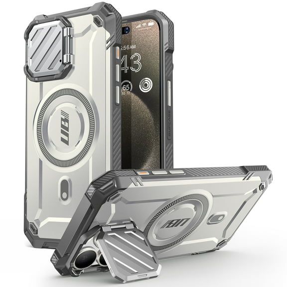 SUPCASE UB Mag XT for iPhone 15 Pro Max Case with Camera Cover, [Compatible with MagSafe] Heavy Duty Rugged Case with Built-in Kickstand (Ruddy)